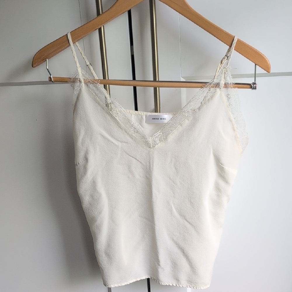 Anine Bing Cream Fitted Camisole Top
